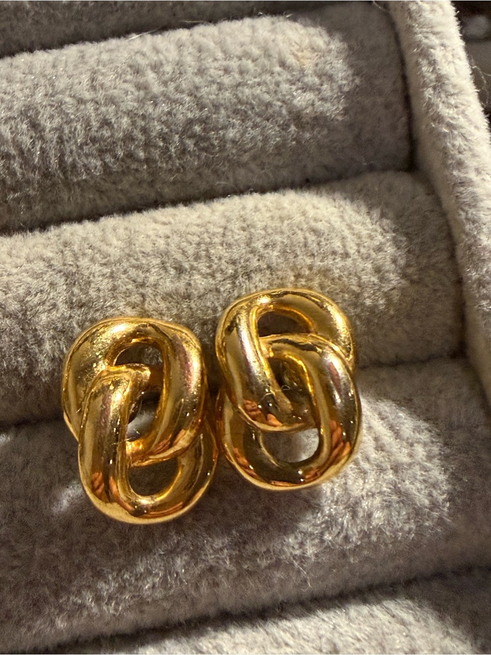 Vintage Classic Gold-Tone Linked Knot Earrings